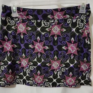 Tranquility Black, Purple and Pink Patterned Women's Skirt